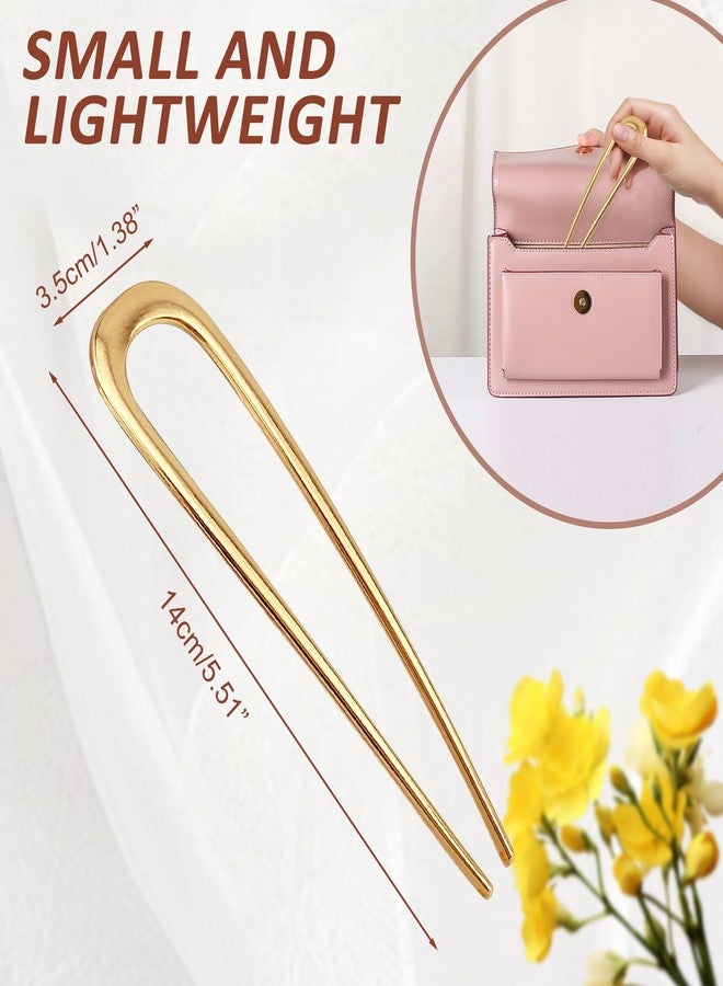 Quacc French Hair Pin Metal Hair Pin U Shaped Hair Clip for Women Girls Hairstyle Decorative Accessories (Gold) - Image 4